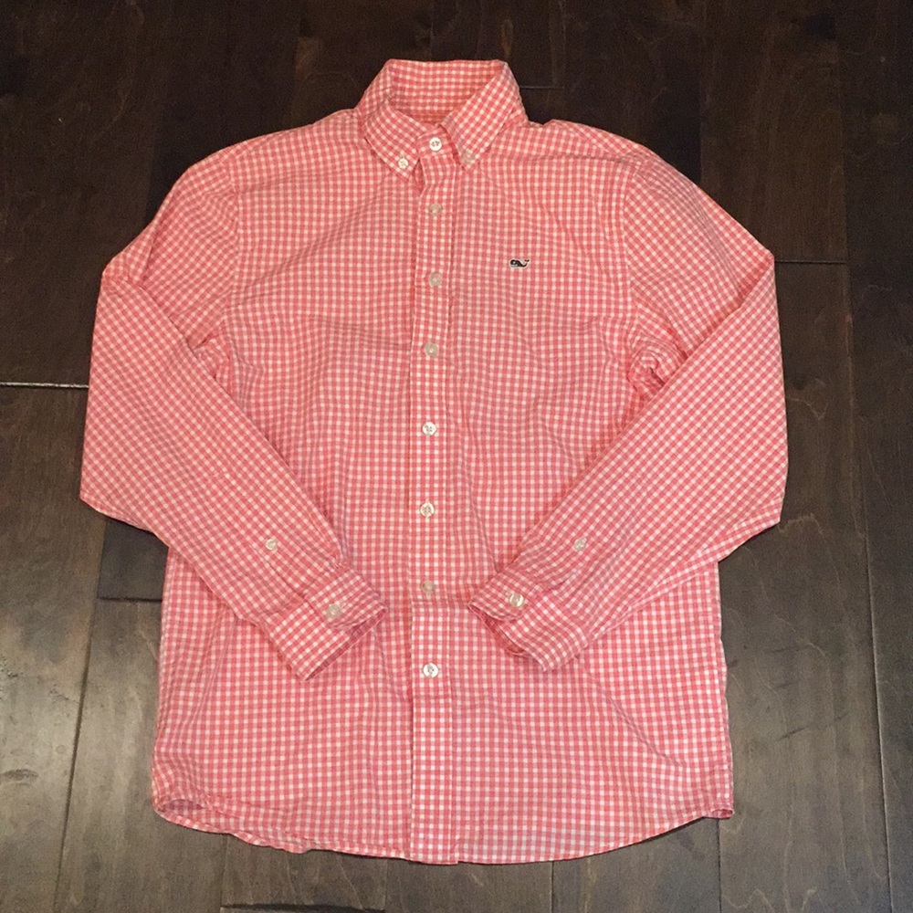 Vineyard vines Boys orange checkered button up